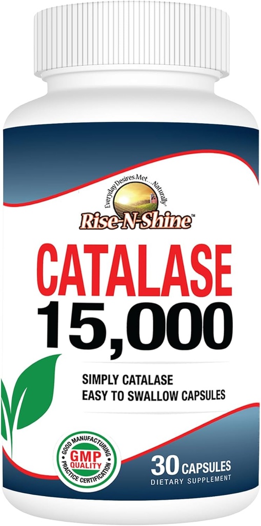 Rise-N-Shine Catalase Supplement 15,000 - Güçlü Saç Desteği için Güçlü Antioksi Enzyme - 30 Capsules