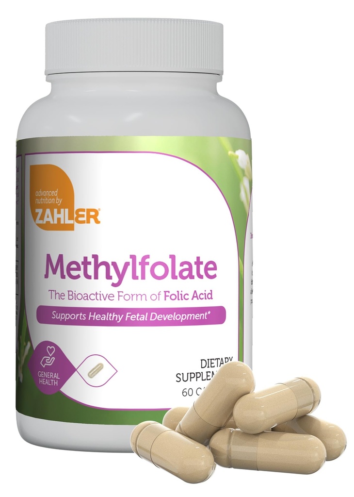 Zahler Methylfolate - Supports Healthy Fetal Development and Genetic Health - Methylated Folic Acid from 1000 mcg DFE L-Methylfolate - Kosher Non GMO Methyl Folate Supplement for Women (60 Capsules)