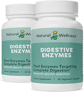 Doğal Wellness Digestive Enzymes - Sağlıklı Digestion için Kapsamlı Enzyme Toplantısı, Gas, Bloating & Indigestion - 60 Vegetarian Capsules
