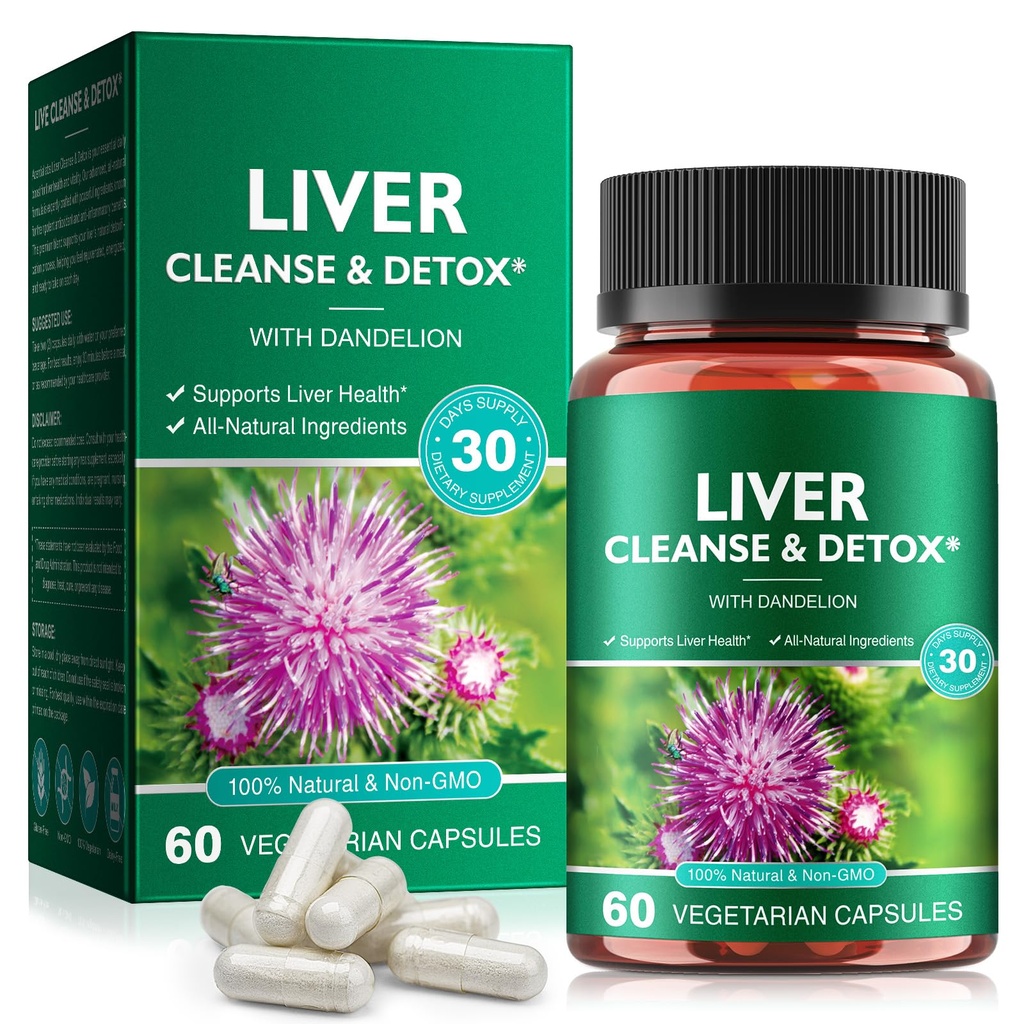 Liver Cleanse Detox & Repair - Υγεία Ηπατική υποστήριξη συμπλήρωμα βοτάνων με γαϊδουράγκαθο γάλακτος, Burdock, κουρκουμίνη κουρκουμίνη, δαντελίων, και περισσότερα - 60 Vegan Liquid Phyto-Caps