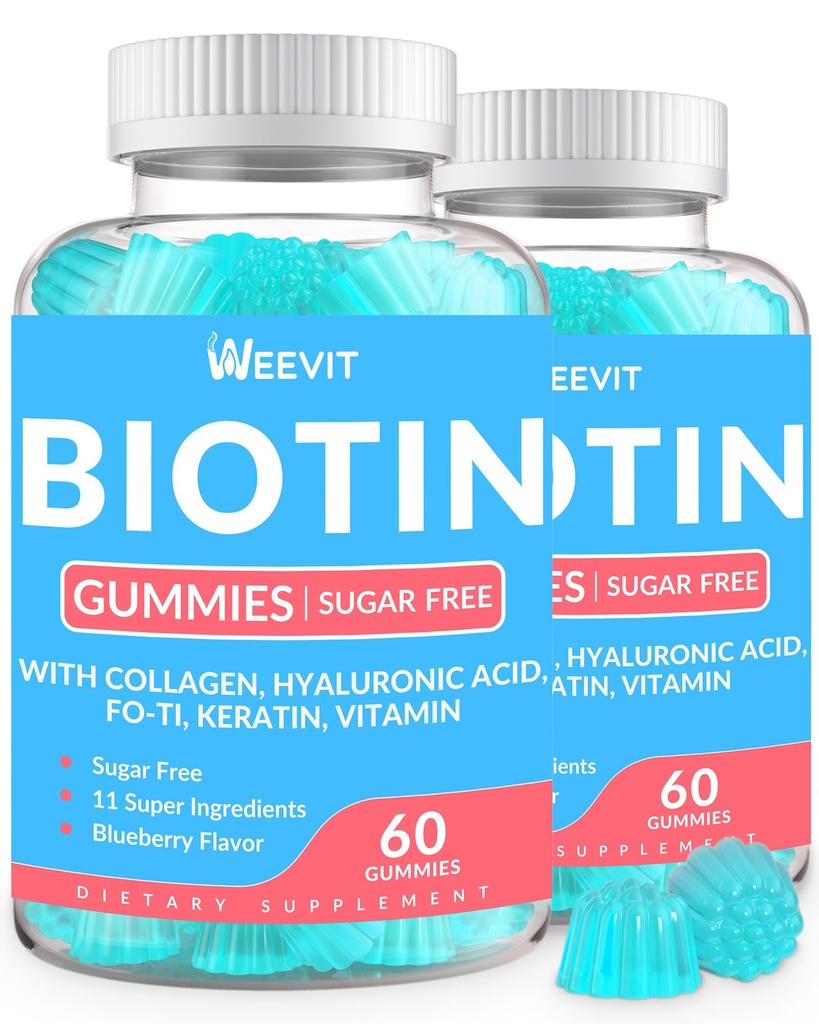 Sugar-Free Biotin Gummies, Biotin ve Collagen Gummies with Keratin, Hyaluronic Acid for Women & Men | Saç Büyüme, Glowing Skin & Güçlü Nails | B7 Supplement, Non-GMO, Chewable