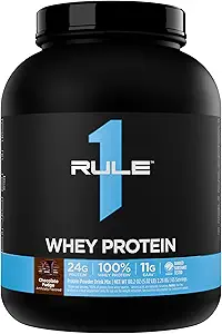Kural 1 Whey proteini - All-Whey Kaynaklarından 24g Hızlı Örnekleme Proteinleri Doğal Occurring EAAs & BCAAs for Workout Recovery or Anytime Use (5 Pounds*, Fudge)