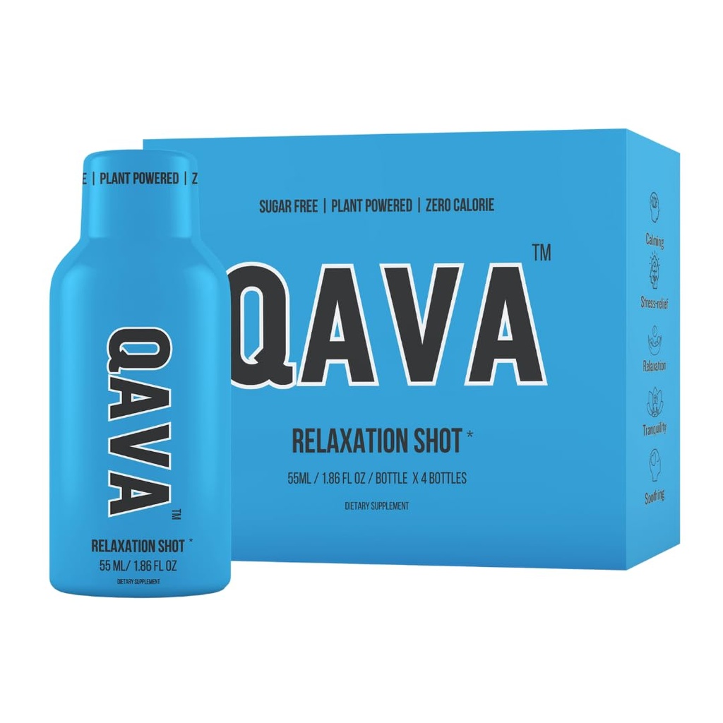 QAVA Relaxation Shots – Kava Kava Kava - 450MG Kavalactones – Sugar-Free, Zero Calories – 55 ml her - 4 Paket
