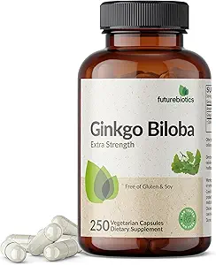 Futurebiotics Ginkgo Biloba Επιπλέον δύναμη υποστηρίζει τη λειτουργία του εγκεφάλου και την υποστήριξη μνήμης, 250 κάψουλες χορτοφάγων