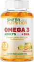 SHIFAA NUTRITION Vegan Omega 3 Gummies for Yetişkinler | No Fish Oil Burps | 60 Gummies | Plant Based w/Chia Oil, Algae | Omega 3 6 9 w/DHA, C vitamini | Bey, Cardiovascular & Immune Support Halal