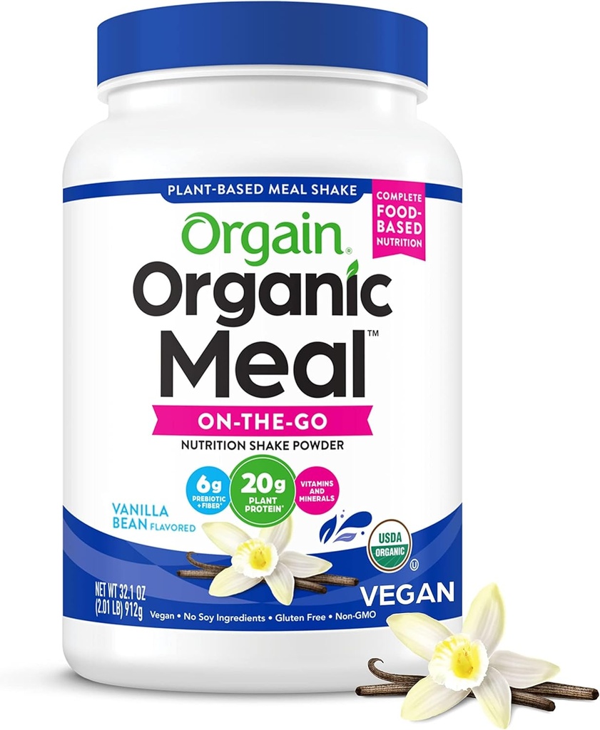 Orgain Organic Vegan Meal Yenileme Protein Toz, Vanilla Bean - 20g Plant Temel Protein, Gluten Free, Dairy Free, Lactose Free, Soy Free, No Sugar eklendi, For Smoothies & Shakes - 2.03lb