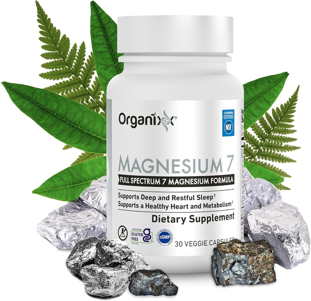 Organixx Magnezyum Tamam, Uyku Desteği için Doğal Kapsüller, Kas Kurtarma, B6 ve Manganese Citrate ve Glycinate, High Abxia, Vegan, Non GMO (30 Count)