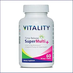 VITALITY Time release Super Multi+ | Multivitamin | Sağlıklı Saç, Skin ve Nails | 60 Tabletler