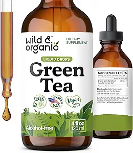Vahşi ve Organik Yeşil Çay Ölçeği - Antioksi-Rich Green Tea Supplement - 2-Month Supply - Vegan, Sugar & Alkol-Free Camellia Sinensis Tincture - 4 fl oz