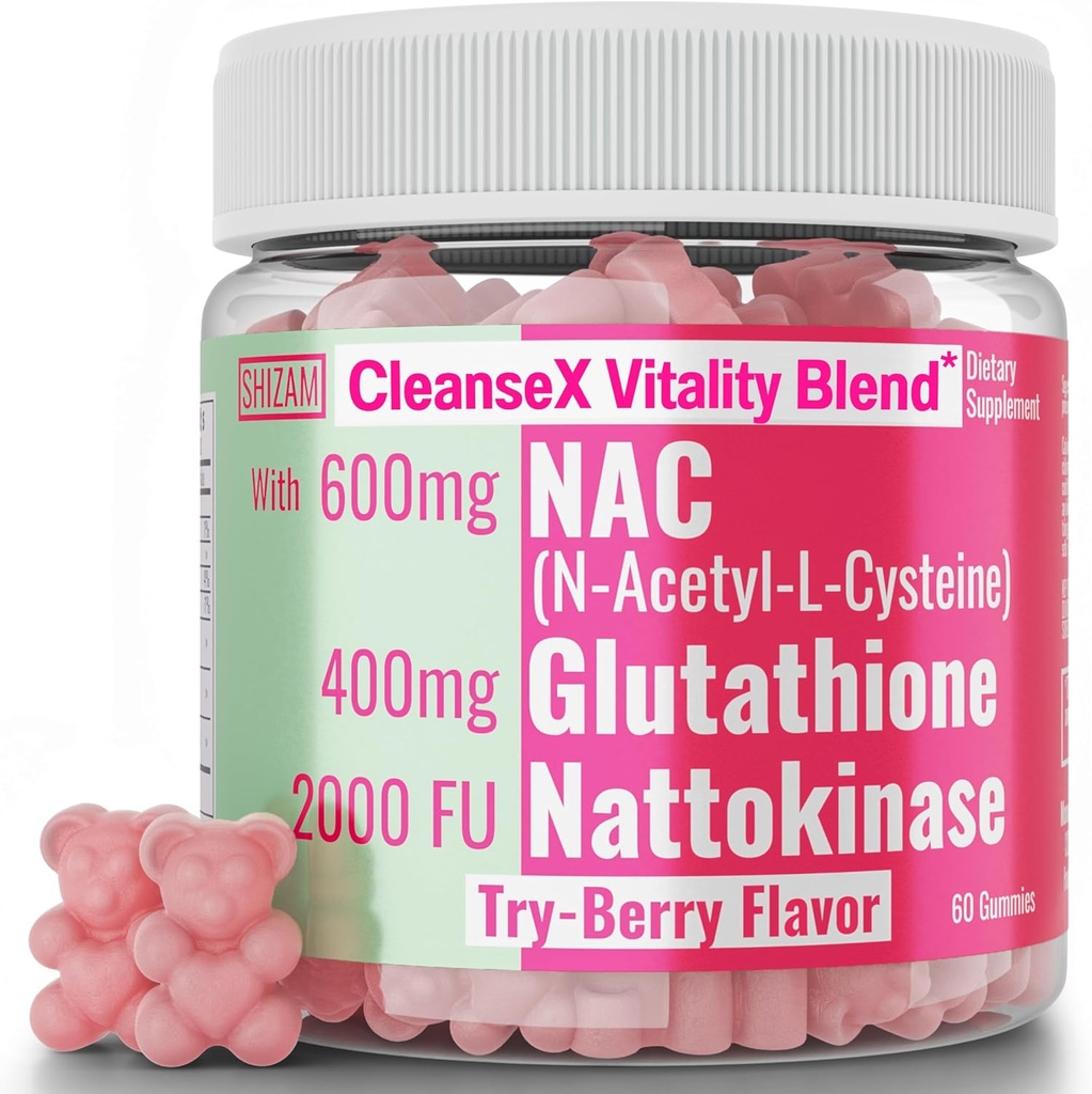 SHIZAM 600 mg NAC 2000 FU 100 mg Nattokinase & 400 mg L Glutathione Gummies, N-Acetyl Cysteine Capsule Toz Pill Liquid Supplement/Supplements Alt, Organik N Acetylcysteine 1000mg 600 mg