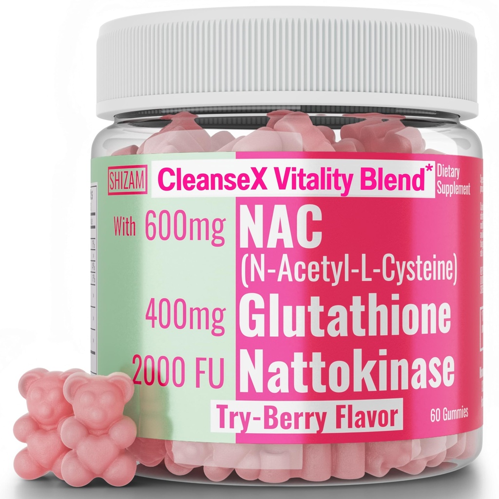 SHIZAM 600mg NAC 2000 FU 100mg Nattokinase & 400mg Μειωμένη L Glutathion gummies, N- Acetyl Cysteine Capsule Pill Liquid Supplements Alt, Organic N Acetylcysteine 1000mg 4000 600 mg