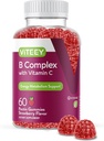 Vitamin C ile B Kompleks Gummies - Enerji, Metabolism & Immune Desteği - B6, B12, Niacin, Folic Asit, Biotin, Kalsiyum - Vegan, Gluten-Free - 60 Count