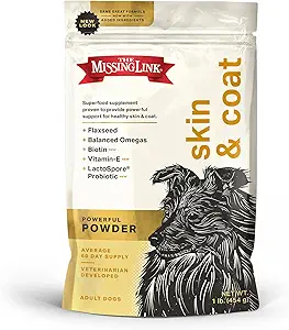 The Missing Link Skin & Coat + Probiotics Supplement 1lb Bag - Powerful Superfood Powder for Dogs Supports Healthy Skin & Glossy Coat, Promotes Hair Growth