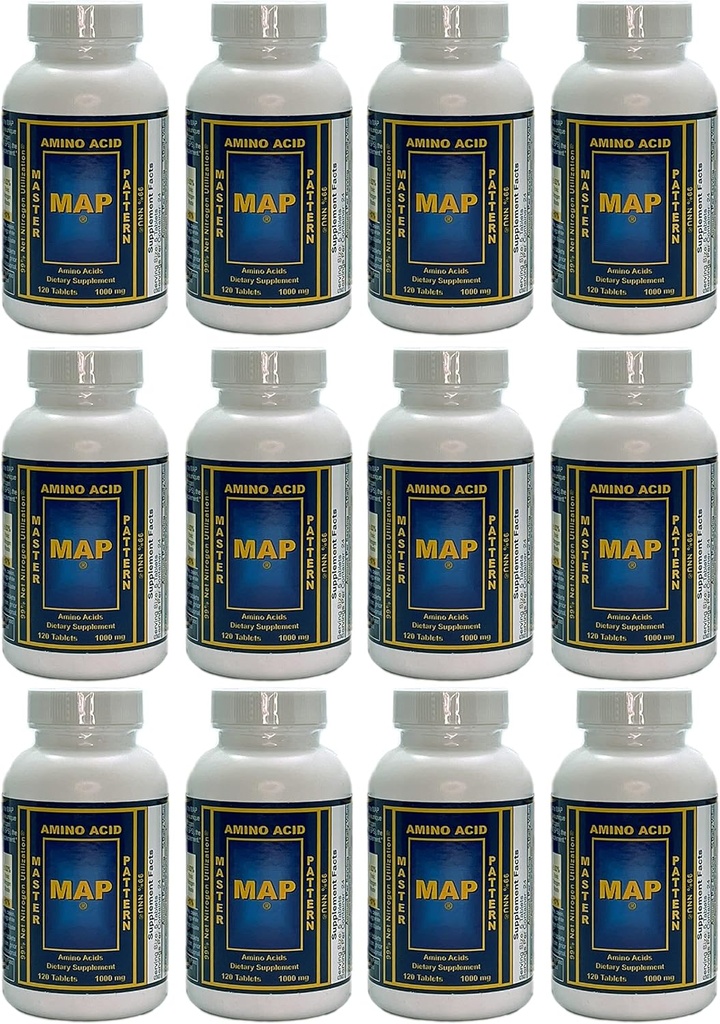 MAP Master Amino asit Deseninin 12 Şişe Paketi (120 Tablet / Bottle)% 99 Nitro Netgen Utilization (NNU) - Dr. Luca Moretti