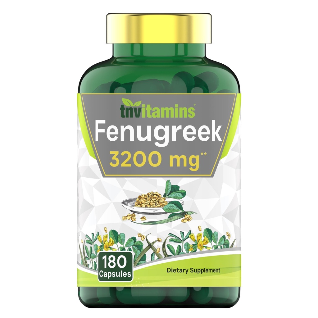 Tnvitamins Fenugreek Capsules: 3200 mg - 180 Capsules | Erkekler ve Kadınlar için Fenugreek Tohum Toz Ekstraksiyon | ABD'de Yapılacaklar!