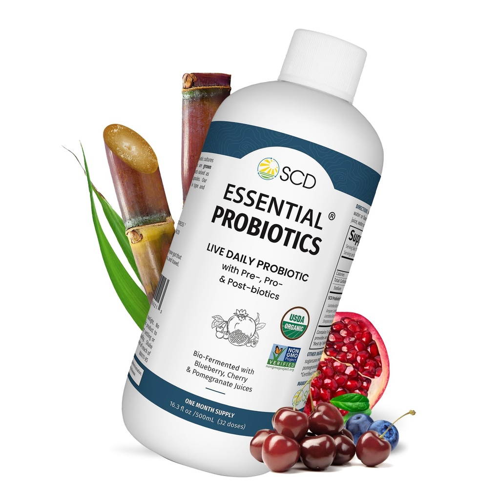 Kadınlar için SCD Essential Probiyotikler, Erkekler, Çocuklar ve Toddler, Digestion ve Immunity için Canlı Probiyotikler, Gut Health Liquid Probiyotik Supplement 11 Strains – 16.3 fl oz by SCD Probiyotiks