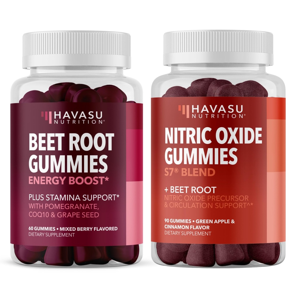 AKSU NUTRITION Nitric Physics Gummies with L-Arginine and Beet Root (1 Ay Supply) & Beet Root Gummies with COQ10 & Pomegranate (1 Ay Supply)