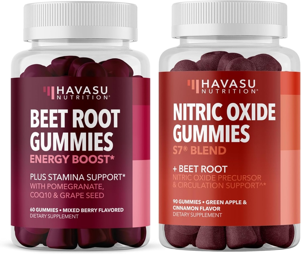AKSU NUTRITION Nitric Physics Gummies with L-Arginine and Beet Root (1 Ay Supply) & Beet Root Gummies with COQ10 & Pomegranate (1 Ay Supply)