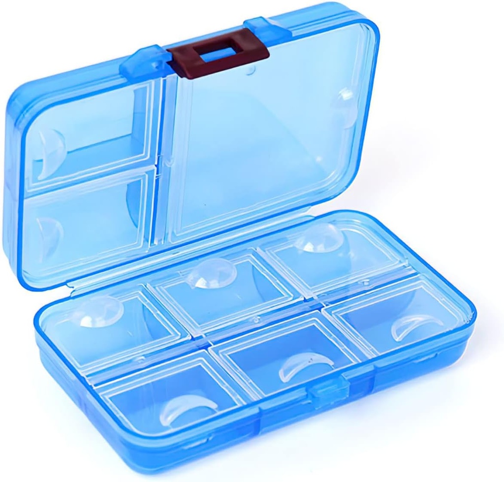 Pill Organizer, Portable Pill Dispenser,9 compartments Moisture-Proof Pill Box for Purse Vitamins, Medicine, Fish Oil,Travel Pill Organizer (Blue)