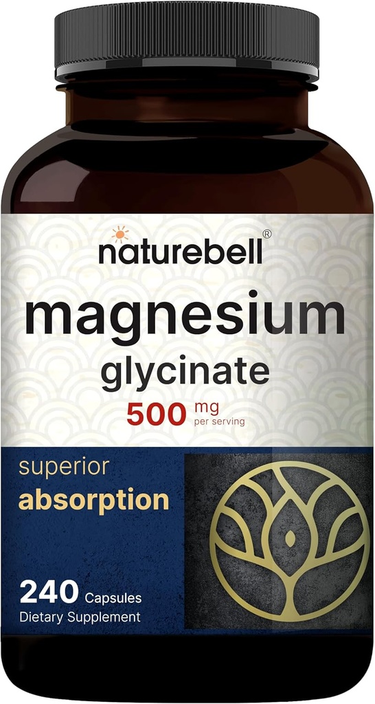 NatureBell Magnezyum Glycinate Capsules 500 mg & Vitamin B Kompleksi Kadınlar için 240 Veggie Capsules Paket | Chelated & Purified Mineral | Immune, Energy & Prenatal Support