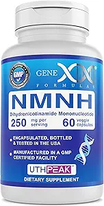 Genx Formulas 250 mg NMNH (60 Capsules - 30 Hizmet) | UthpeakTM NMNH (Dihidrnicotinamid Mononüotid) NAD+ Precursor for Health Aging - Non-GMO, Gluten-Free, Vegetarian