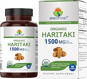 Brieofood Organik Haritaki 1500 mg, 45 Hizmet, Vegetarian, Gluten Free, 90 Vegetarian Tablets