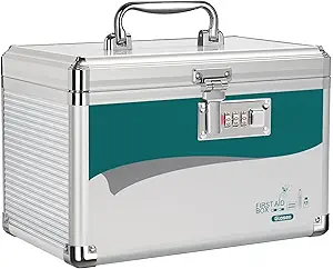 Glosen Medicine Lock Box with Combination Lock, Medication lock box【Small 10x6.7x6.7 Inch】,medical box organizer