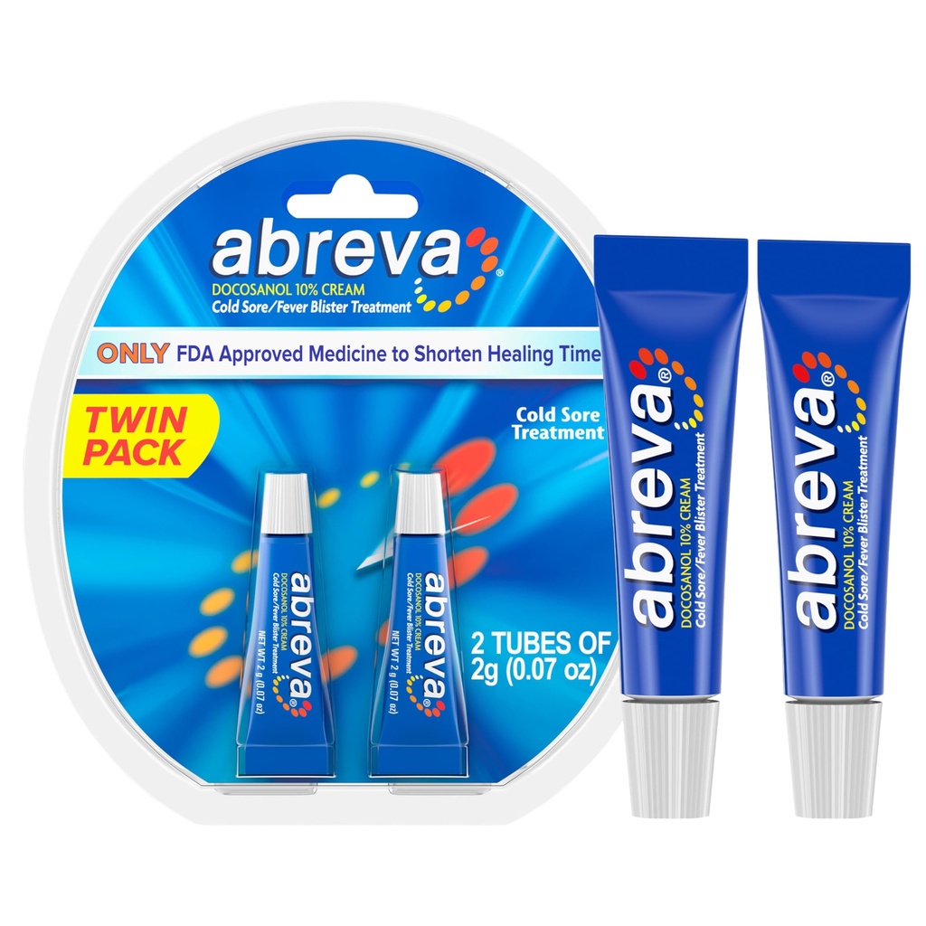 Abreva 10 Yüzde Docosanol Cold Sore Tedavisi, Ateş Fırkanızı 2.5 Gün içinde Tedavi Ediyor - 0.07 oz Tube x 2