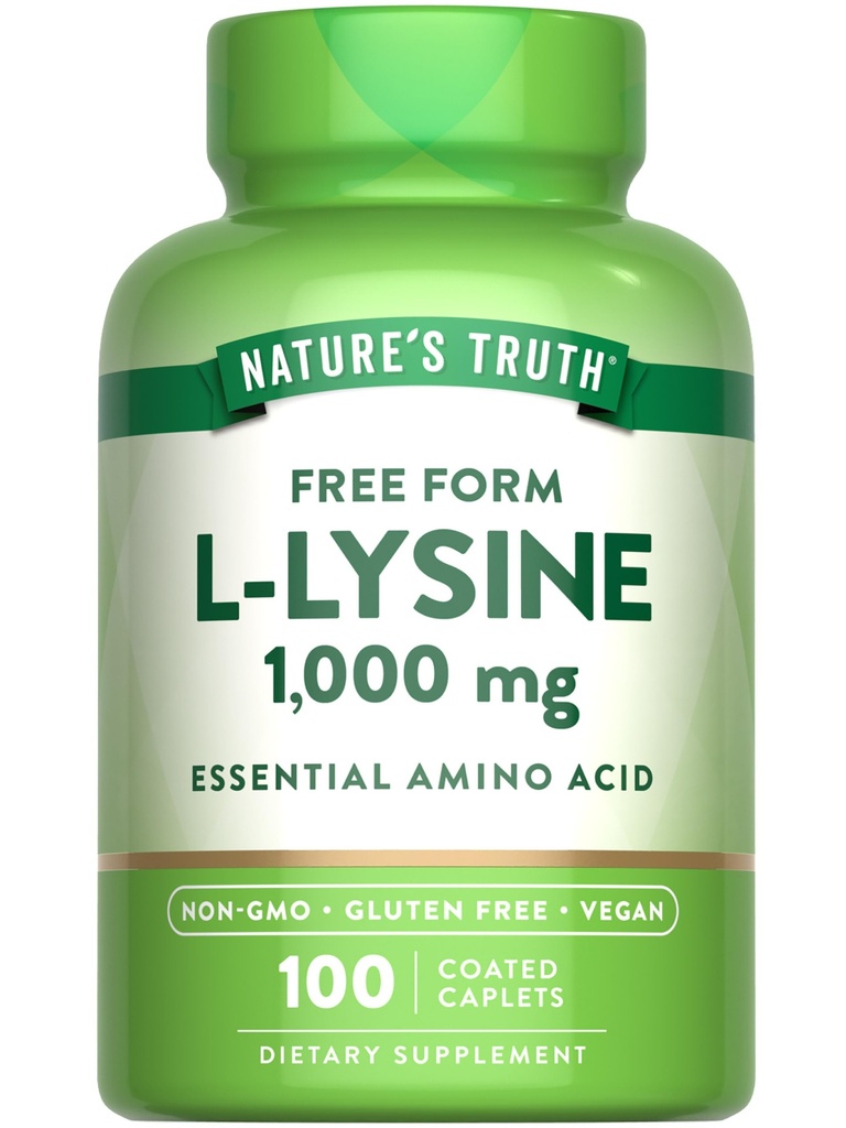Nature's Truth L Lysine 1000 mg | 100 Kaplamalı | Essential replica | Vegan, Non-GMO, & Gluten Free Supplement Supplement