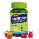 Magnezyum Glycinate Gummies 500mg with L-Threonate 300 mg - Sugar-Free Magnezyum Pyum Supplement with Vitamin D, B6, CoQ10 - Strawberry Flavored - 60 Gummies