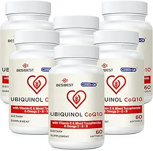 Ubiquinol CoQ10-600mg-Softgel, Active Coq10 Ubiquinol Supplement with Vitamin E & Omega 3, 6, 9, Υψηλή Απορρόφηση-Συνένζυμο-Q10, Ισχυρό Αντιοξειδωτικό για την παραγωγή ενέργειας, Tested, 360 Count