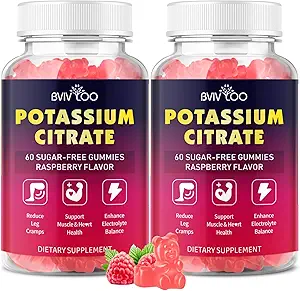 Potassium Citrate Gummies for Adults, Sugar-Free Potassium Gummies 1000mg Support Leg Cramps & Electrolyte Balance High Potency Potassium Supplement Gummies 120 Count