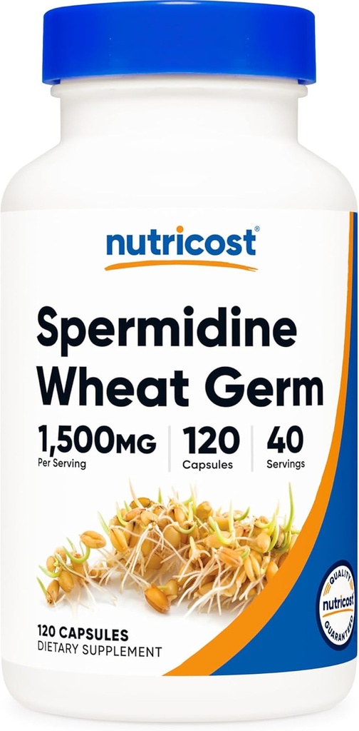Nutricost Spermidine Buğday Germ Ekstraksiyonu, 1500 mg Buğday Germ Ekstraksiyonu, 120 Capsules - 15mg Eş Eşlikli Spermidine Per Servis, 40 Hizmet, Vejetaryen ve Non-GMO