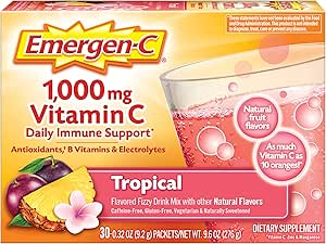 Emergen-C 1000 Vitamin mg C Toz, Antioksis, B Vitamins ve Elektrolytes, Immune Support için C Supplements, Caffeine Free Fizzy Drink Mix, Trovor - 30 Count/1 Ay Supply