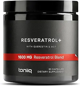 Toniiq 1600 mg Resveratrol Mix - Ultra Yüksek Saflık ve 3. Parti Test Edildi - Eklenen Biyoavailability - Optimal NAD Supplement