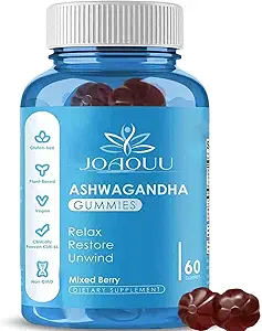 (60 Kont) Ashwagandha Gummies KSM-66 - Karma Berry, Vegan, Plant bazlı, Non-GMO, Gluten-Free & Gelatin Free Relax, Organik Ashwa Root Extract Supplement for Immune Support