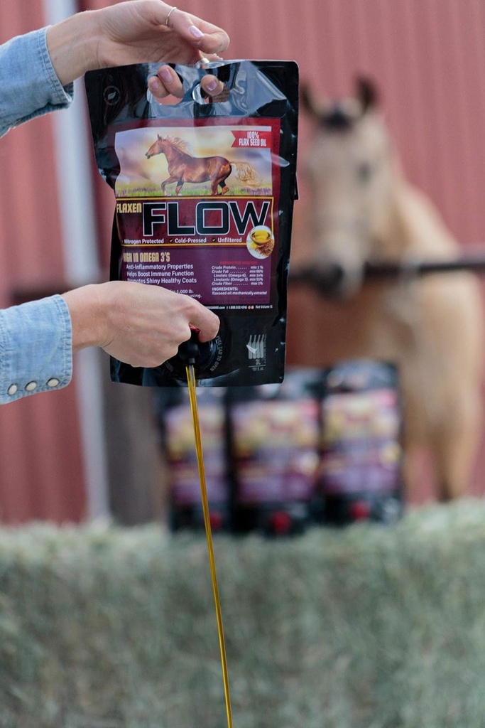 Flaxen Flow 3 L, 100% Flax Seed Oil for Horses, Rich in Omega-3 ve Omega-6 Fatty Asits