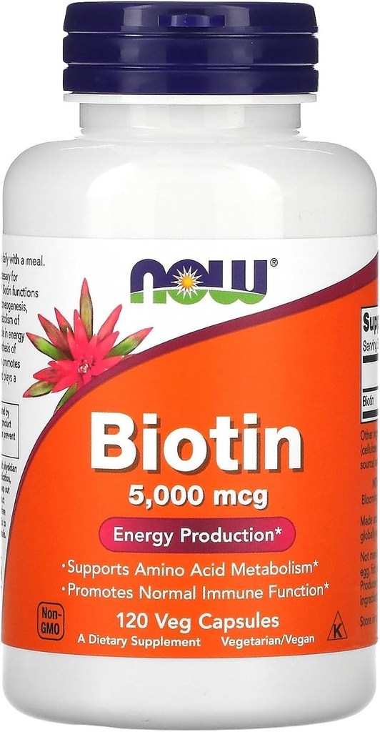 Şimdi Gıdalar Biotin 5 MG Vegetarian Capsules, 120 Kont