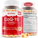 Χωρίς ζάχαρη CoQ10 Filled Gummies 250MG, Coenzyme Q10 w/Magnesium Glycinate, Niacin No-Flus Vitamin B3, E & Folic Acid, Υψηλή Απορρόφηση CoQ10 για HEA-rt, Κυτταρική Ενέργεια & Αντιοξειδωτικό