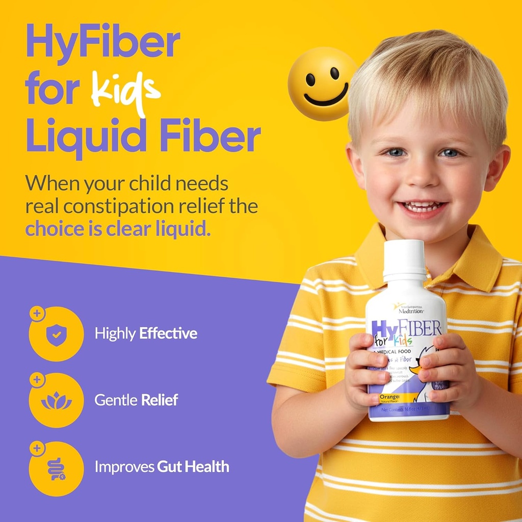 Sadece One Tablespoon'da Çocuklar için HyFiber Sıvı Fiber, Düzenlilik ve Softer Stools, FOS Prebiyotiks for Gut Health, 6 Grams of Fiber, 32 Şişe 16 Fl Oz Için 32 Hizmet