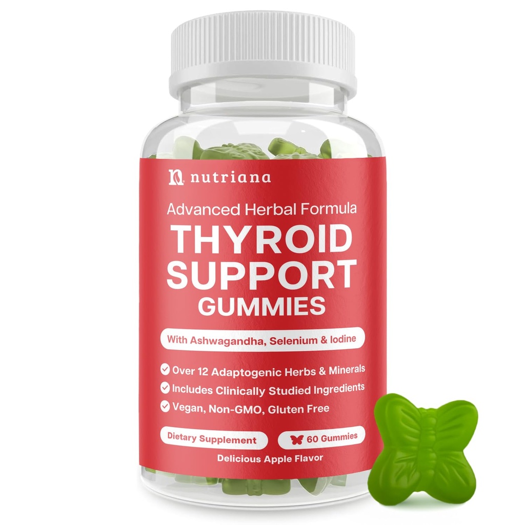 Tiroid Destek Gummies - Selenium Supplement & Iodine Supplements for Yourroid Support - Kadınlar ve Erkekler için Enerji Uyarısı - Metabolism Desteği ile Hipothyroidism Supplements with Metabolism Support