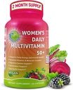 Kadınlar Daily Multivitamin 50 Plus - Vegan Medeniyet Kadınlar için Çokvitamin 50 ve Biotin, Organik Superfoods & Lutein - Eye, Energy, Gut & Optimal Health Support - Easy to Swallow Capsules