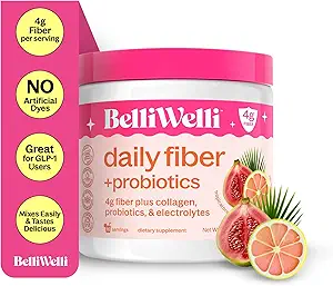 BelliWelli Fiber συμπλήρωμα για γυναίκες & άνδρες – Premium καθημερινή σκόνη ινών από οργανική ακακία με προσθήκη κολλαγόνου, ηλεκτρολυτών & προβιοτικών – Δεν Bloat, δυσκοιλιότητα & υποστήριξη της υγείας των ούλων (τροπική)