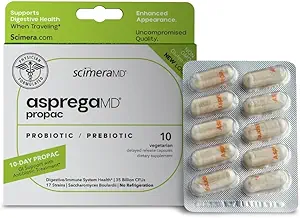 ScimeraMD® Asprega ProPac Probiyotiks and Prebiyotiks Supplement for Digestive Health and Immune System Support, 35 Milyar CFUs, 10 CT