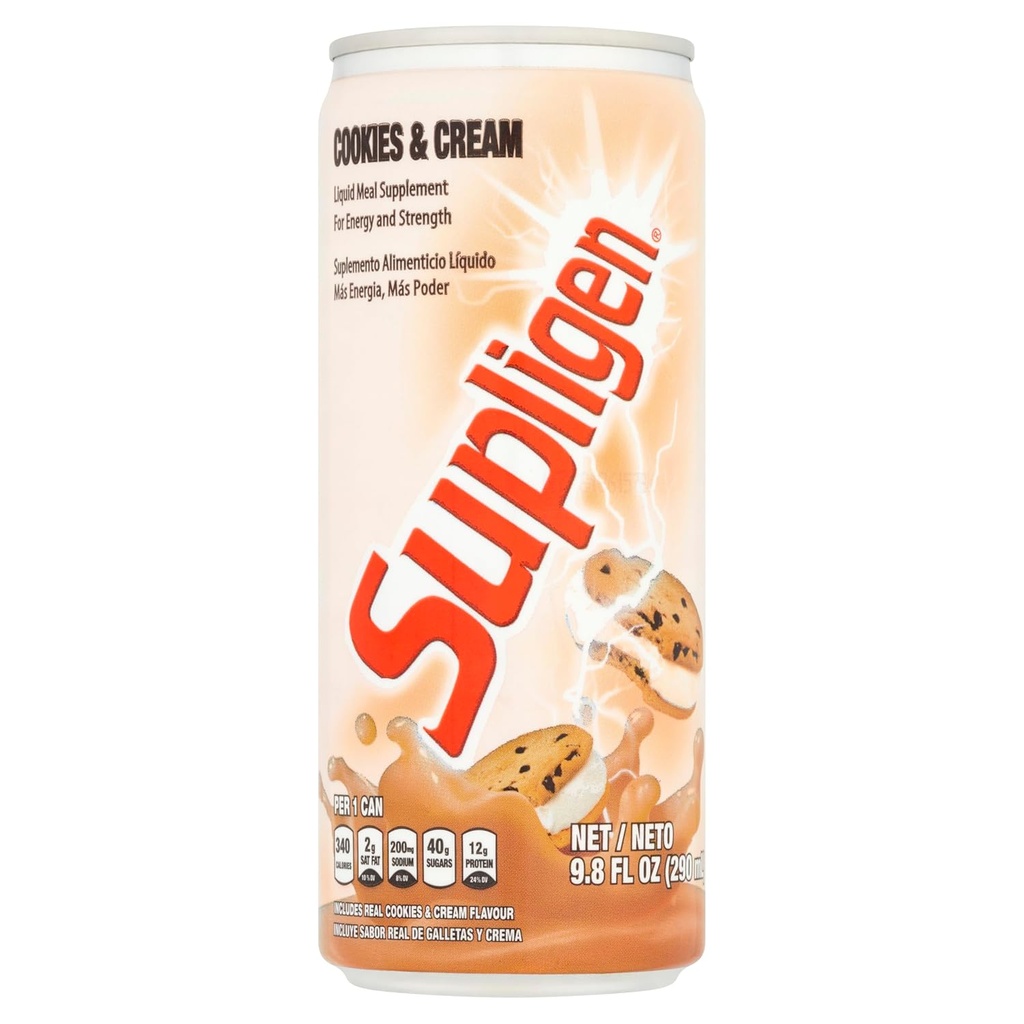 Supligen Kurabiyeleri ve Kremi Meal Supplement, 9.87 oz (12'nin paketi) – Protein ve Vitamin Shake for Energy, Strength & Recovery – Ready-to-Drink Beslenme Meal