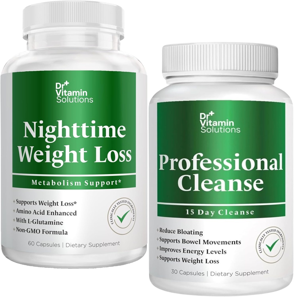 DR VITAMIN SOLUTIONS Nighttime Fat Burner & 15 Day Cleanse for Bloating & Kilo Kaybı, Sche, 90 Caps