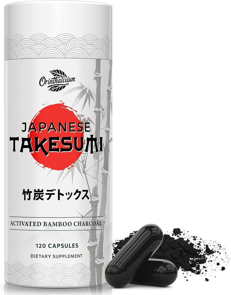 Takesumi Aktif Charcoal 2000 mg - Max Abors, Detox & Gut, 120 Vegan Capsules