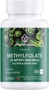 PlantFusion Vegan High Potency Mefolate 5MTHF - Hızlı Sublingual Metil Foate Supplement 6X More Absorbable - Non-GMO, Supports Cardiovascular & Brain - 60 Lozenges
