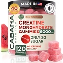 Kretine Monohidrat Gummies 5g - Watermelon Kadın ve Erkekler için Kreat - Tamam Destekler Kas Kazan, Enerji, Pre ve Post Workout, Focus & Cognition, Recovery (120 sayı, 40 hizmet)
