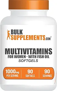BulkSupplements.com Πολυβιταμίνη για γυναίκες Softgels - Daily Multivitamin Supplement, Multimineral για γυναίκες με ιχθυέλαιο - Χωρίς γλουτένη, 1 Softgel per Serving (1000mg), 90 Count (Pack of 1)